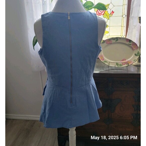 Antonio Melani Women's L Cotton Blue Sleevless Top Blouse Classic - Picture 3 of 5